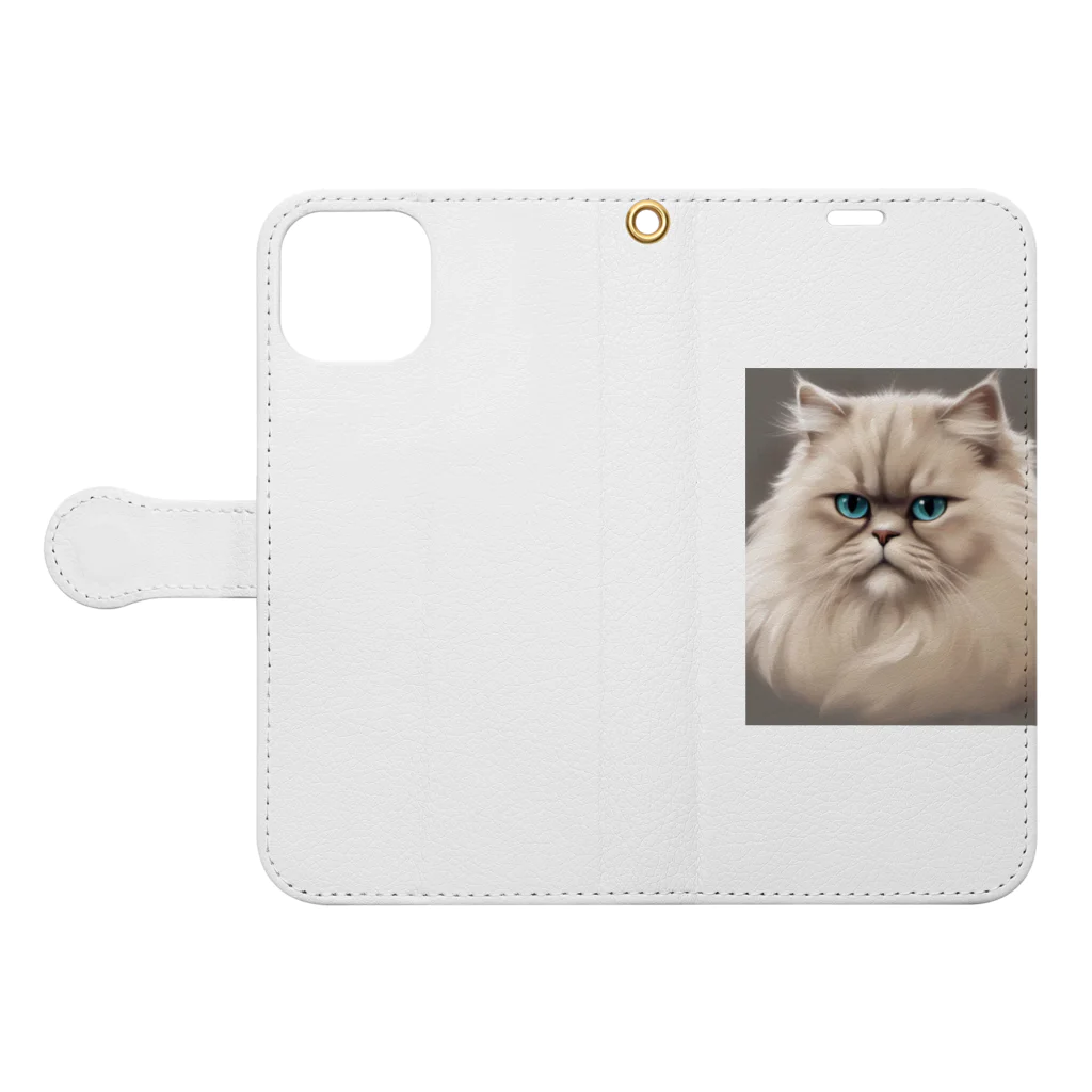 千裕アトリエ（いつもありがとう）のペルシャキャット（Persian Cat） Book-Style Smartphone Case:Opened (outside)