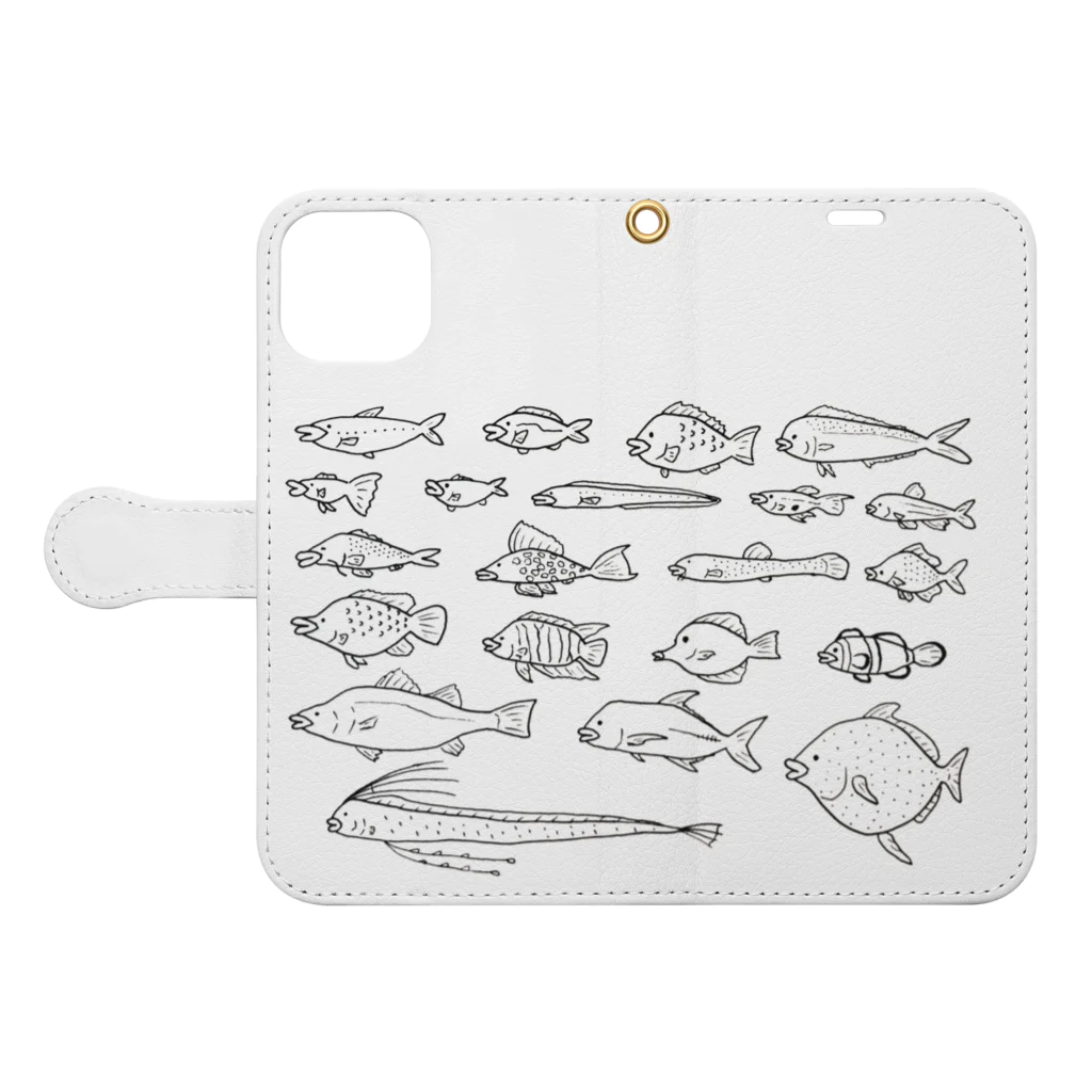 イカめしの魚群 －無表情－ Book-Style Smartphone Case:Opened (outside)