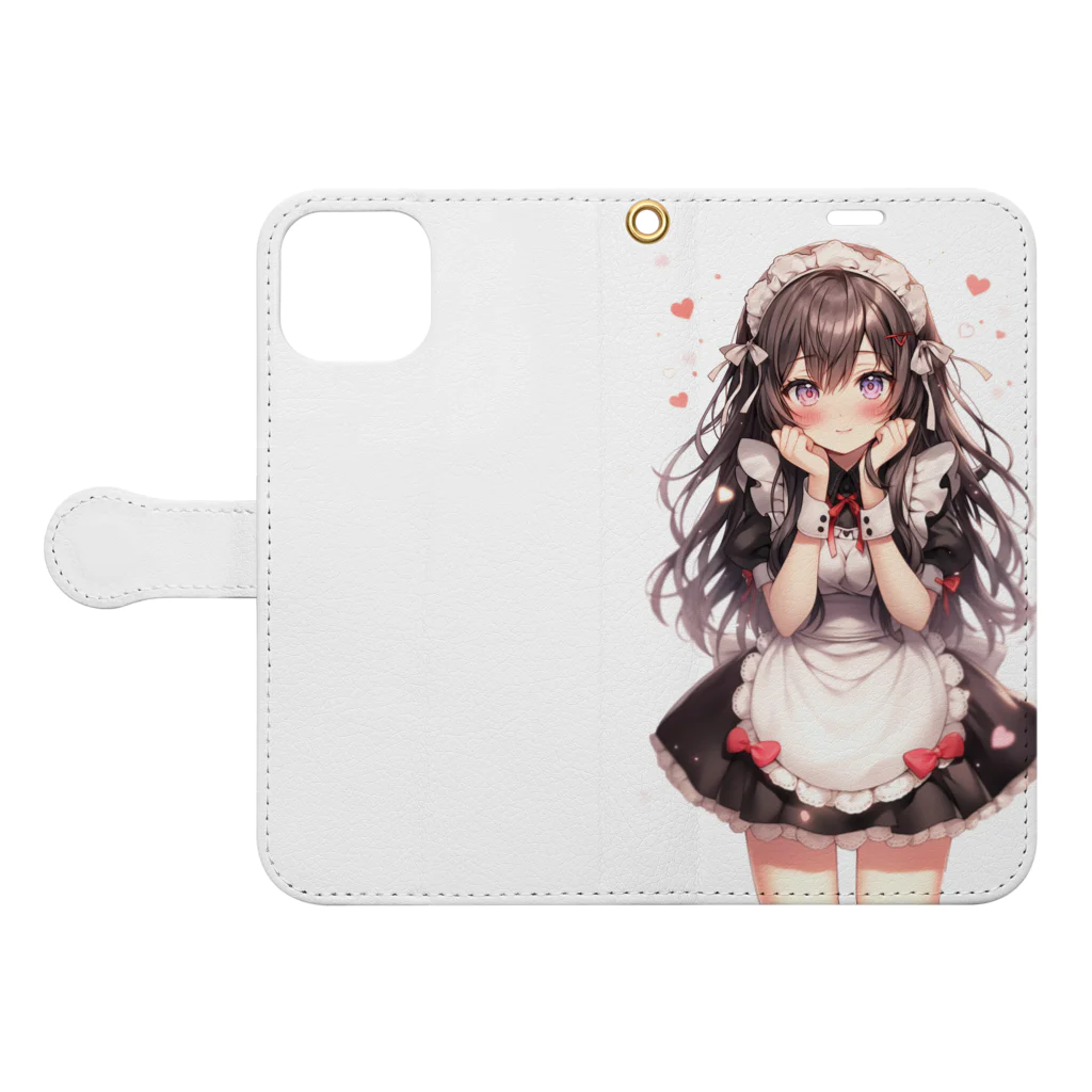 StellaのAIメイドカフェ　ジュンちゃん Book-Style Smartphone Case:Opened (outside)