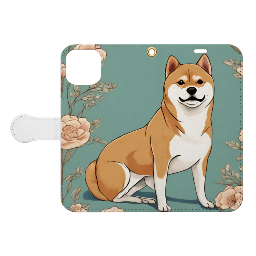pinetreeの柴犬２ Book-Style Smartphone Case:Opened (outside)
