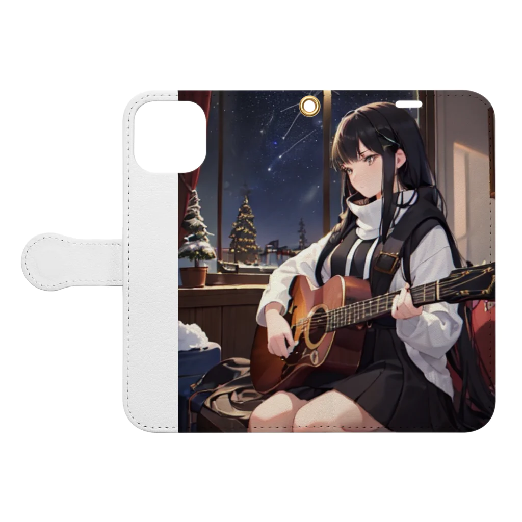 ミネラル太郎のギター少女　リオ Book-Style Smartphone Case:Opened (outside)