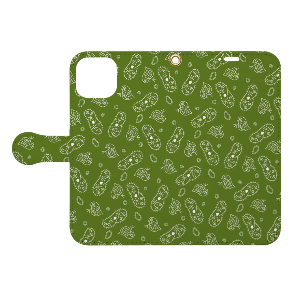 B-catの微生物パターン緑_アイテムいろいろ Book-Style Smartphone Case:Opened (outside)