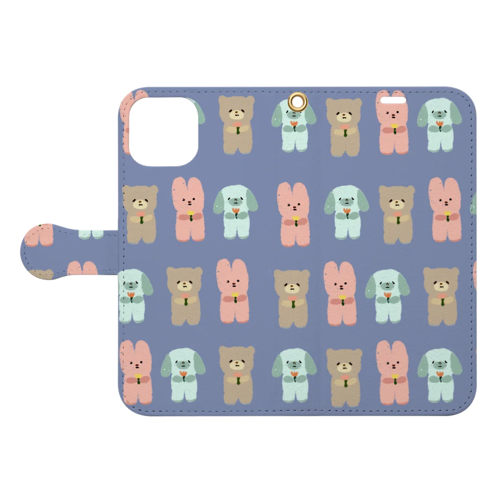 minminのぬいぐるみーず Book-Style Smartphone Case:Opened (outside)