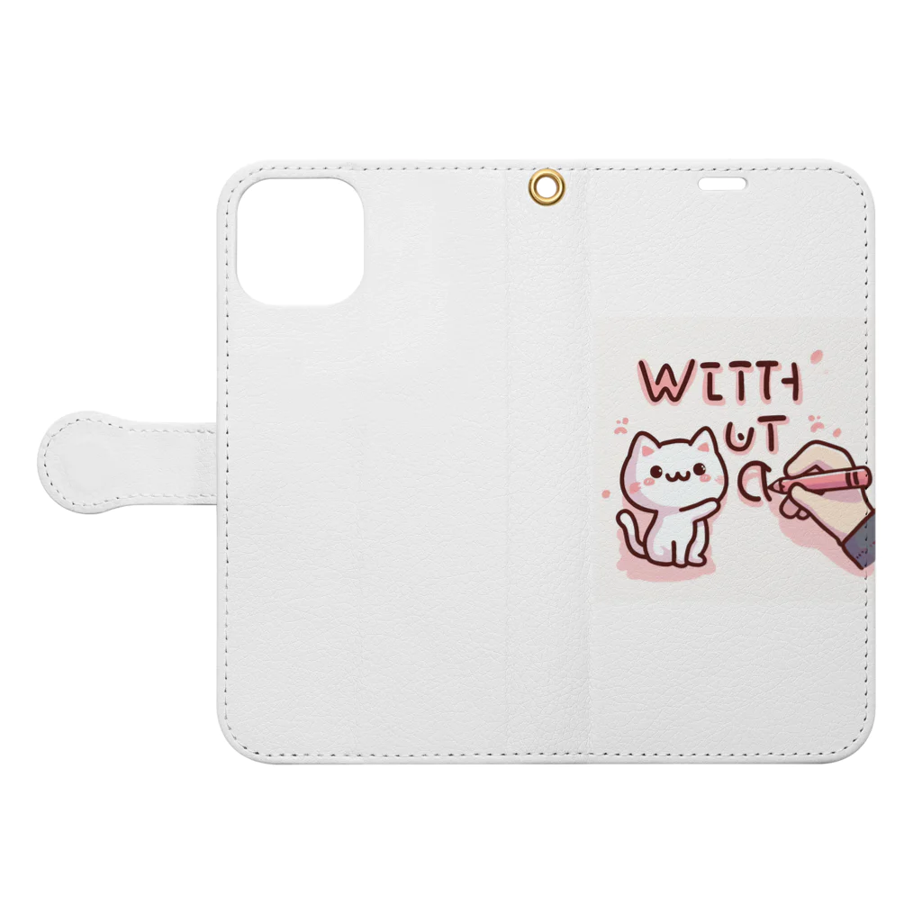 mini_asuの猫語 with cat Book-Style Smartphone Case:Opened (outside)