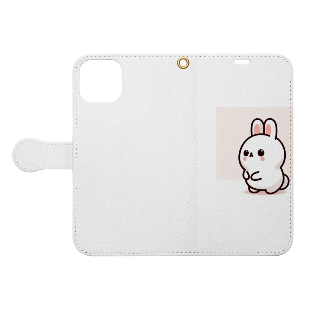 pekikoのうさぎの梅 Book-Style Smartphone Case:Opened (outside)