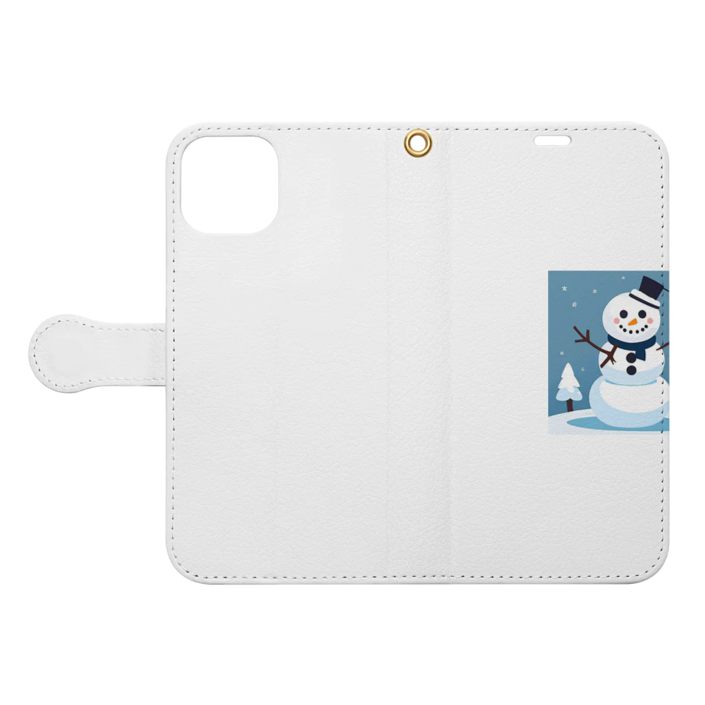 tomy1022のゆきだるまくん Book-Style Smartphone Case:Opened (outside)