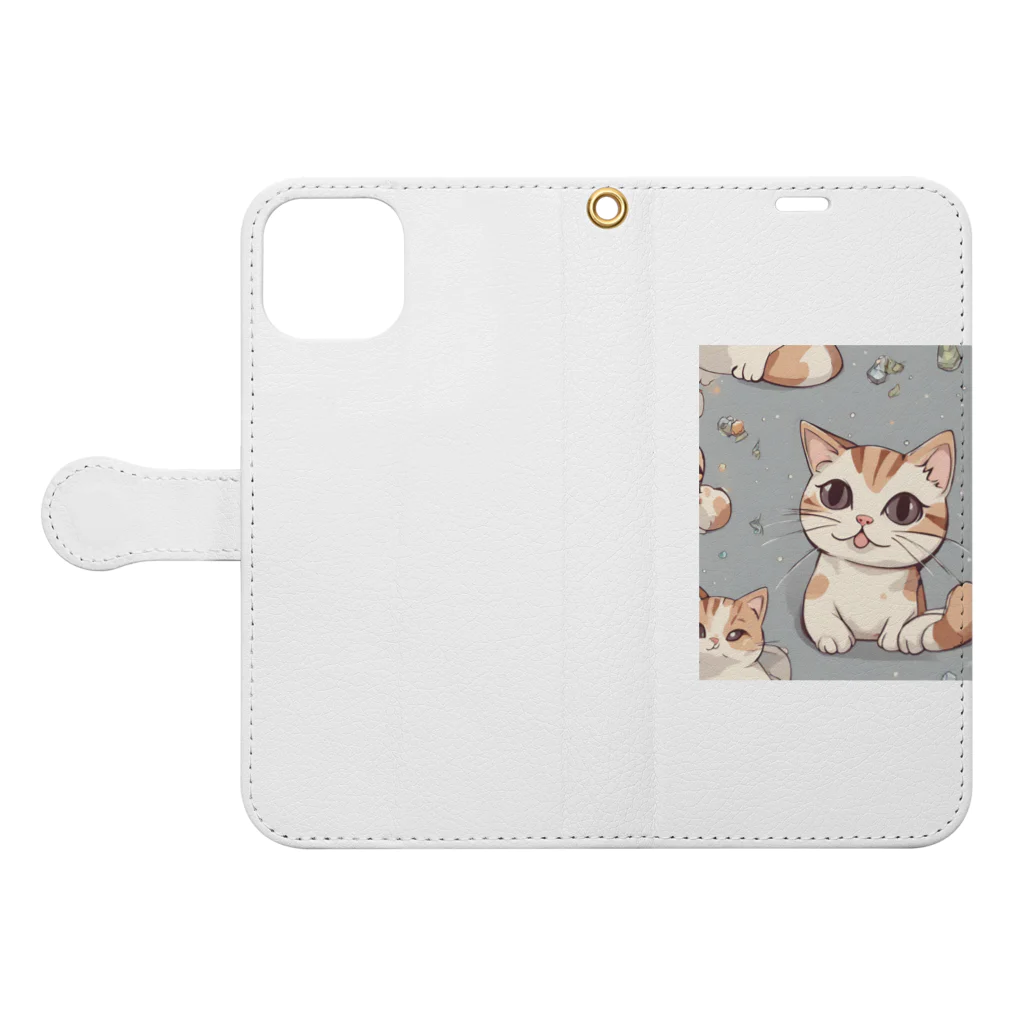 しゃいんぼっくすのねこみけちゃん Book-Style Smartphone Case:Opened (outside)