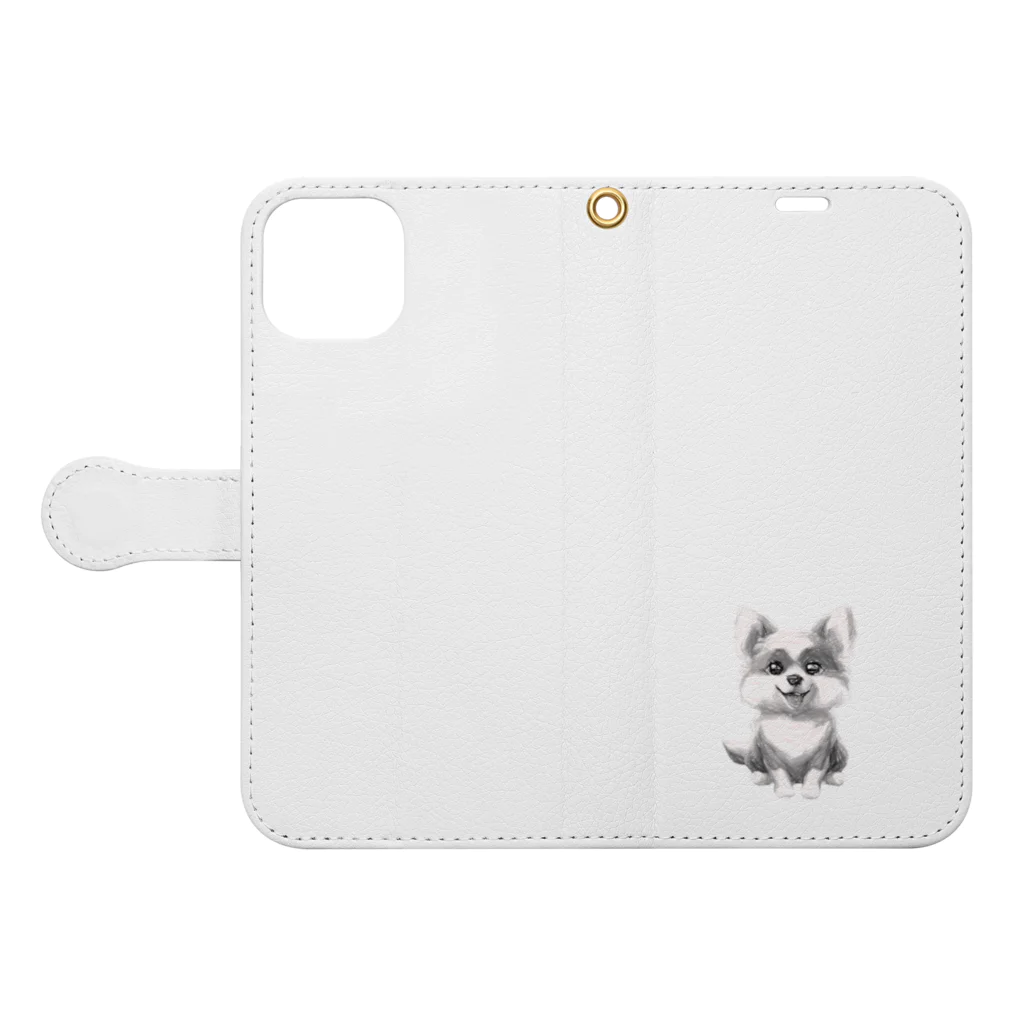 garireoの飼い主を待っている犬 Book-Style Smartphone Case:Opened (outside)