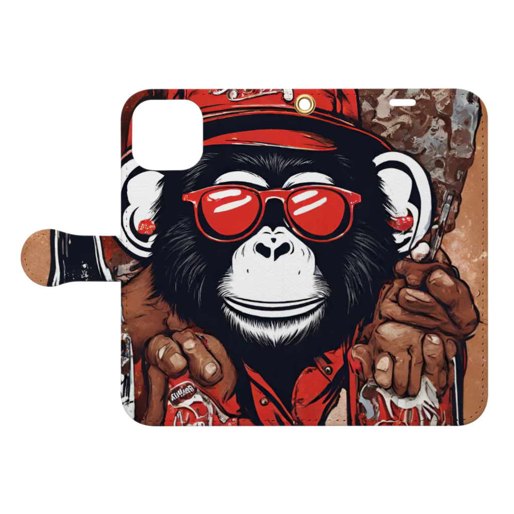 猿人★ロックの猿人ロック 手帳型スマホケースを開いた場合(外側)