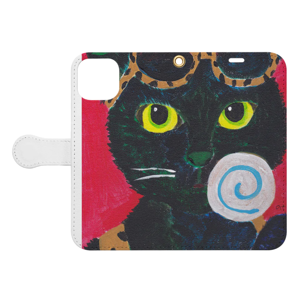 Lemongrass07のおしゃれねこ Book-Style Smartphone Case:Opened (outside)