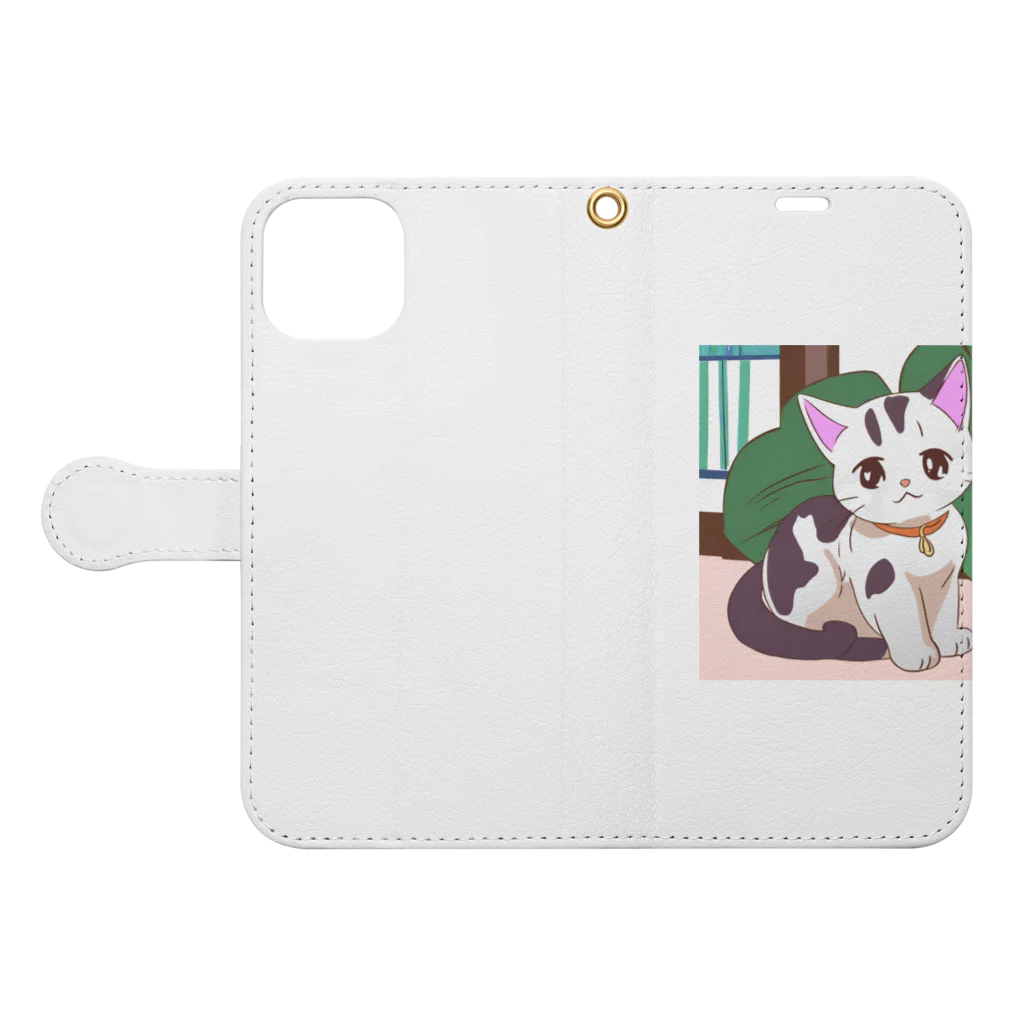 FortuneRiserのふわにゃんこ Book-Style Smartphone Case:Opened (outside)