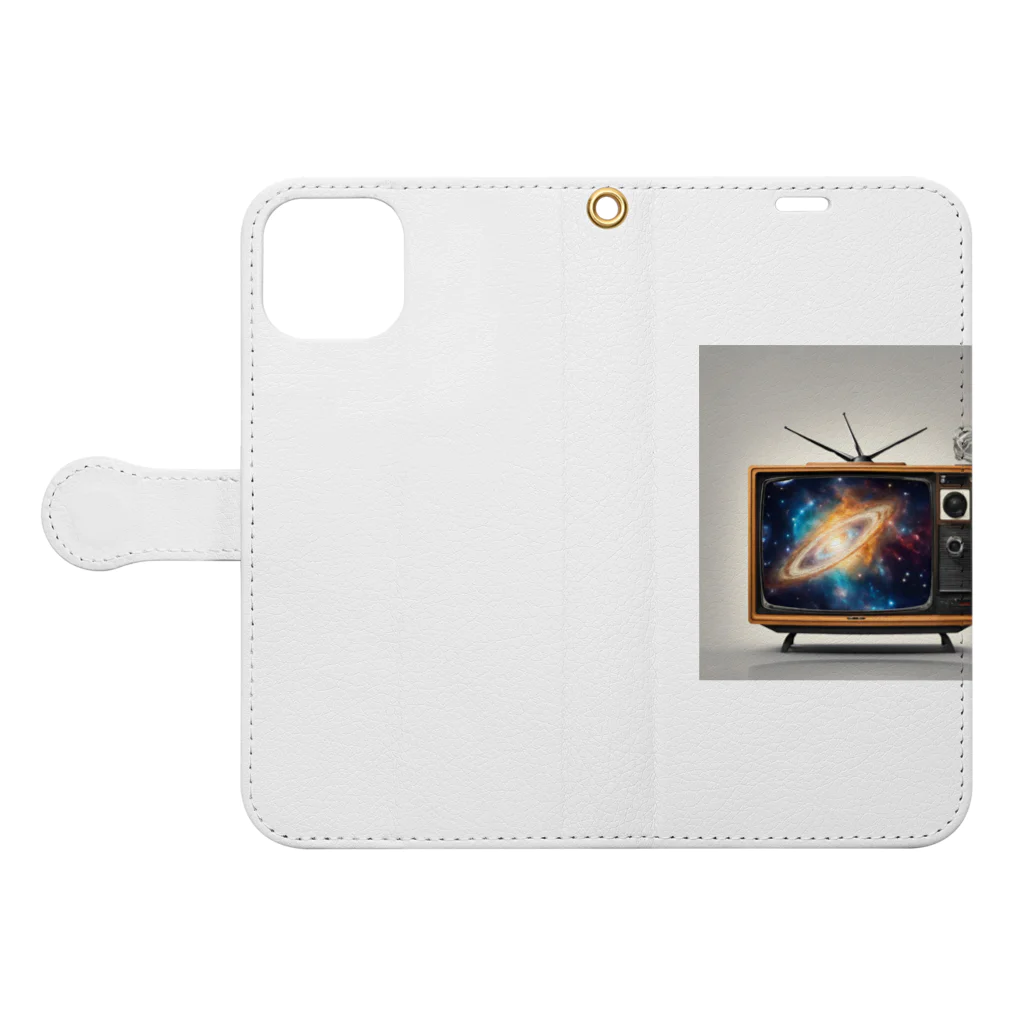 yumena_のテレビの中の宇宙 Book-Style Smartphone Case:Opened (outside)