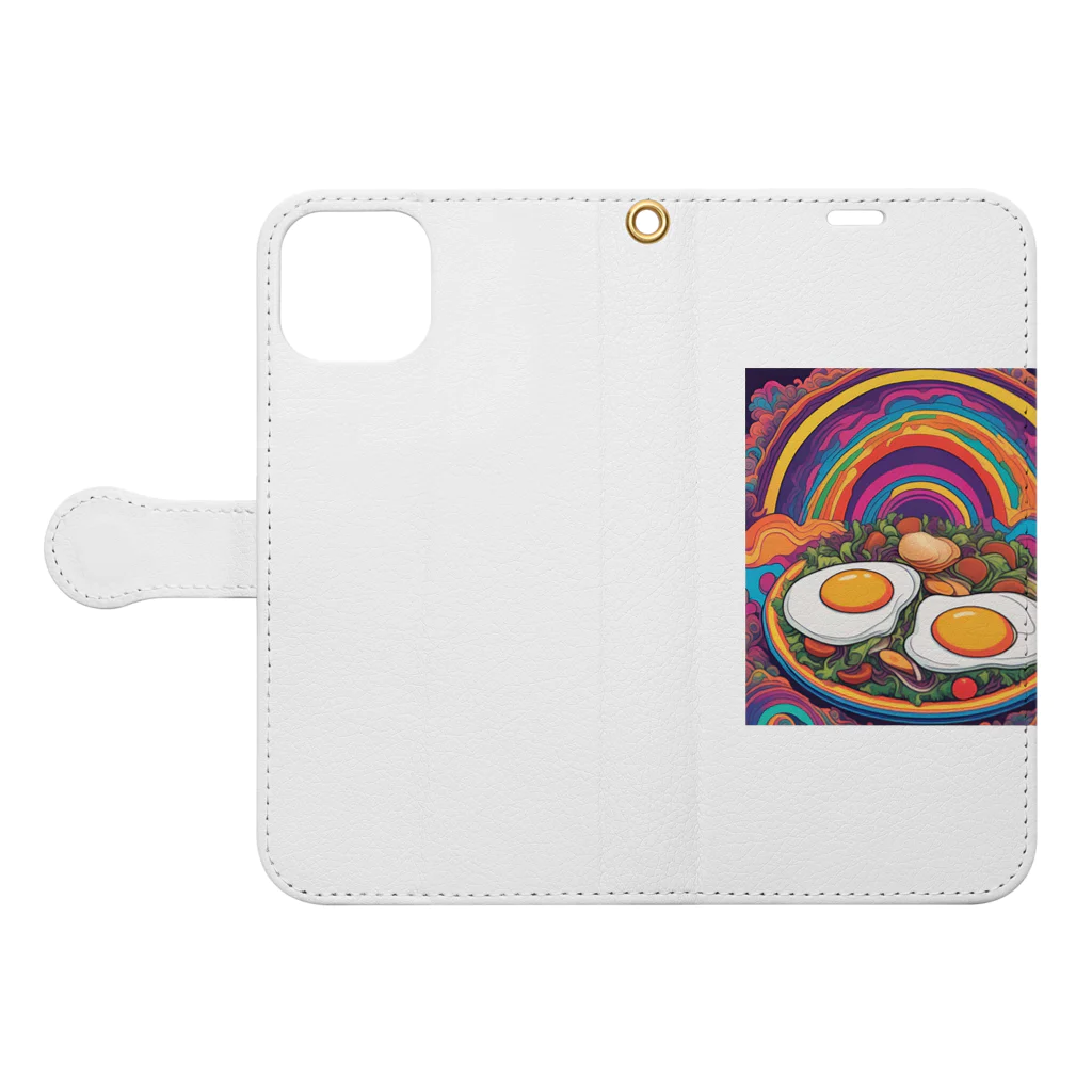 PSYCHEDELIC ARTのPSYCHEDELIC目玉焼き Book-Style Smartphone Case:Opened (outside)