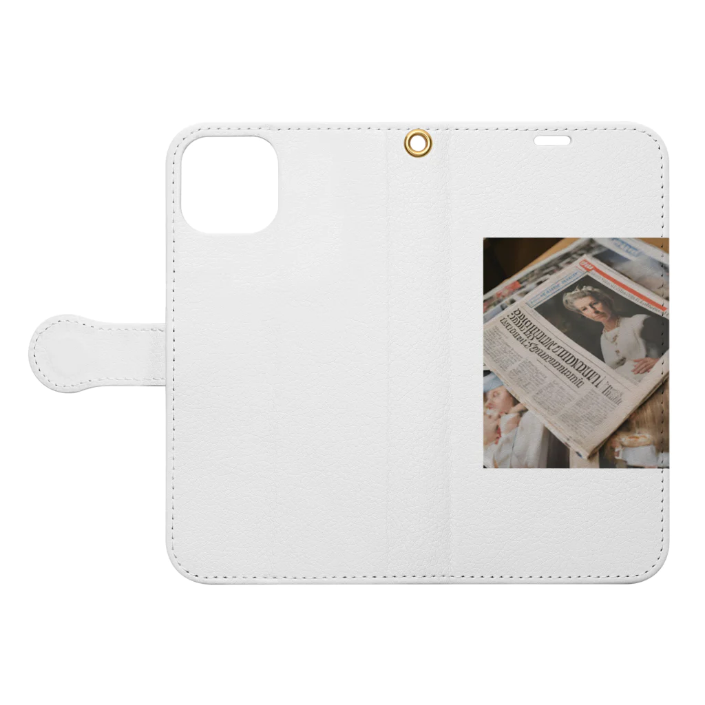 yoyoyoの英字新聞 Book-Style Smartphone Case:Opened (outside)