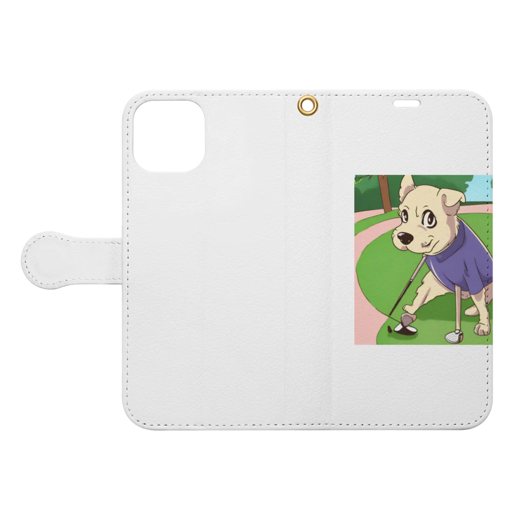 shibaショップのプロゴルファー犬 Book-Style Smartphone Case:Opened (outside)