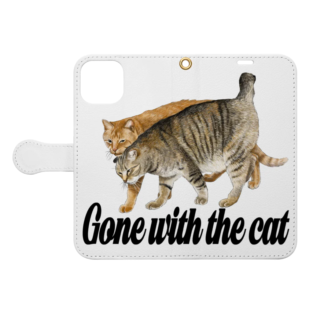 もっち（mocchi）の猫と共に去りぬ Book-Style Smartphone Case:Opened (outside)