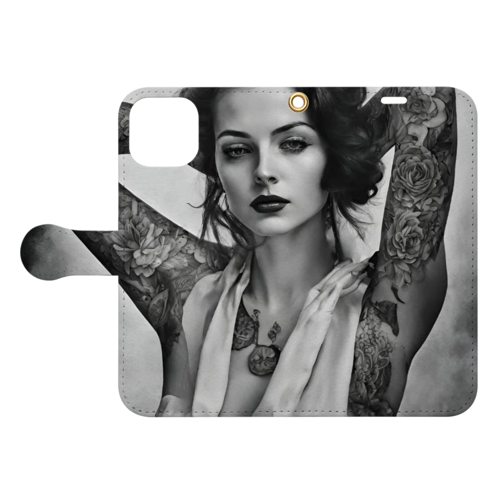 KotoSasaのTattooGirl by KotoSasa Book-Style Smartphone Case:Opened (outside)