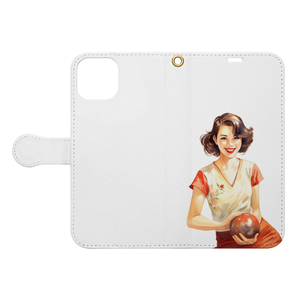 MistyStarkの日本人女性ボーリング Book-Style Smartphone Case:Opened (outside)