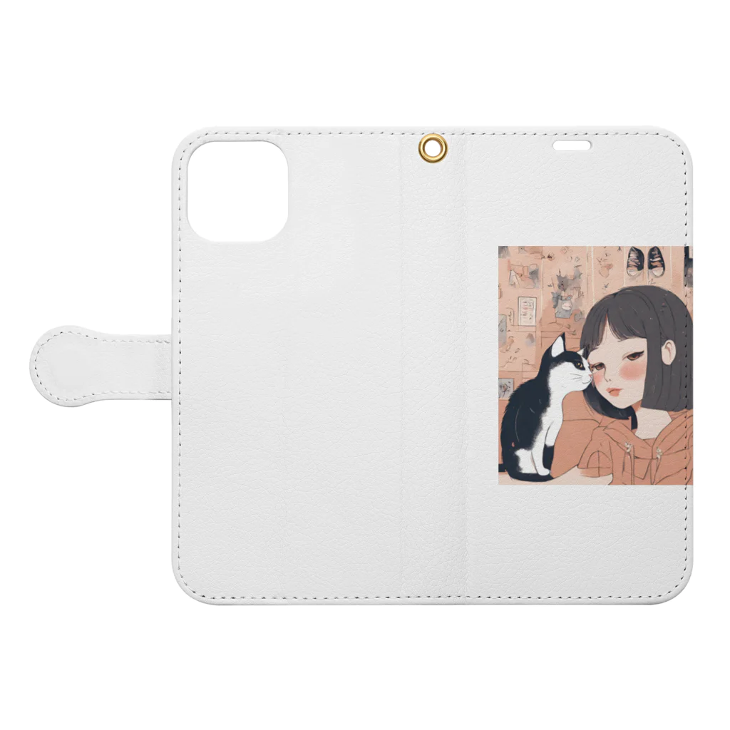 クリエイティブ・キャラバンのあやぼちゃん Book-Style Smartphone Case:Opened (outside)