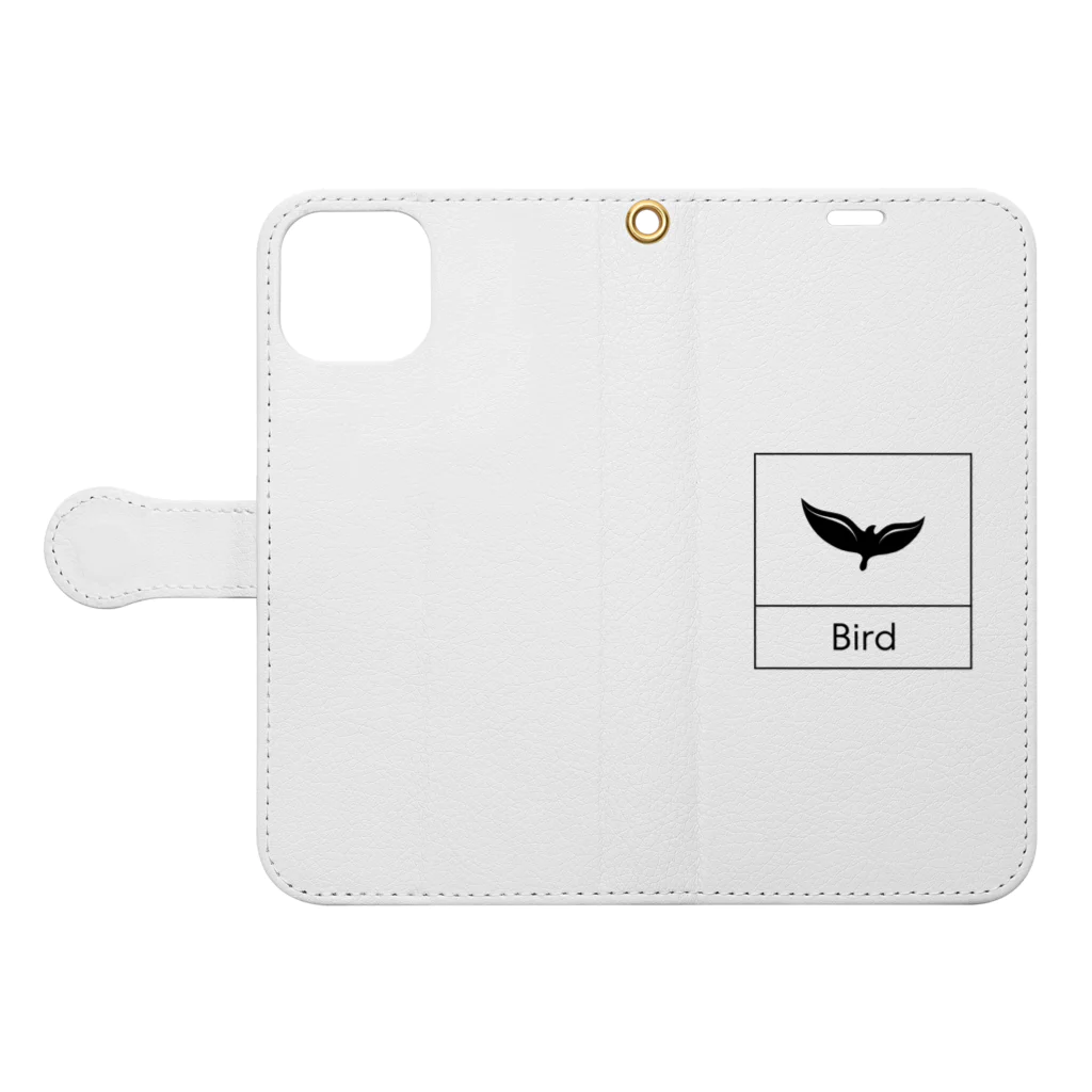 ミニマルくんの四角におさまるBird Book-Style Smartphone Case:Opened (outside)