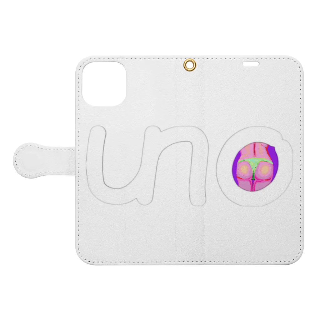 unoのUNOロゴ×ドットビキニヒップ Book-Style Smartphone Case:Opened (outside)