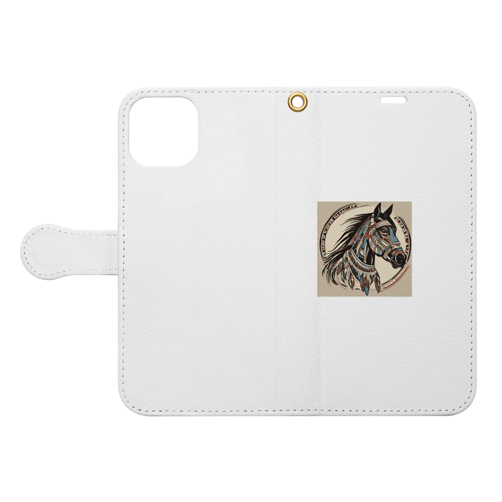 Wild-wildのウマくん Book-Style Smartphone Case:Opened (outside)