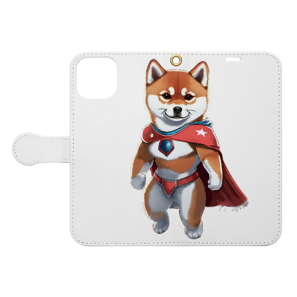 shiba-shiba-ponのスーパーヒーロー　シバイヌン！ Book-Style Smartphone Case:Opened (outside)