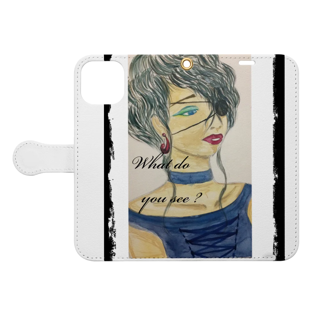 HAL–LUNAの眼帯の彼女 Book-Style Smartphone Case:Opened (outside)