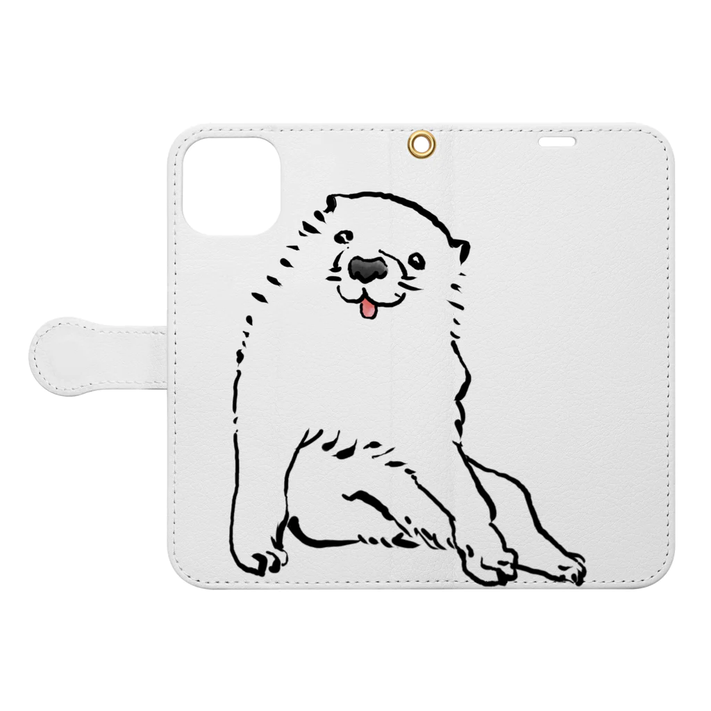 ふくふく商店の長沢芦雪の「あの犬」 Book-Style Smartphone Case:Opened (outside)