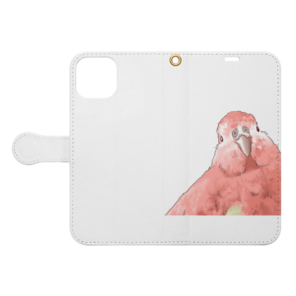 アキクサインコのチャムのアキクサインコのチャム（首かしげ） Book-Style Smartphone Case:Opened (outside)