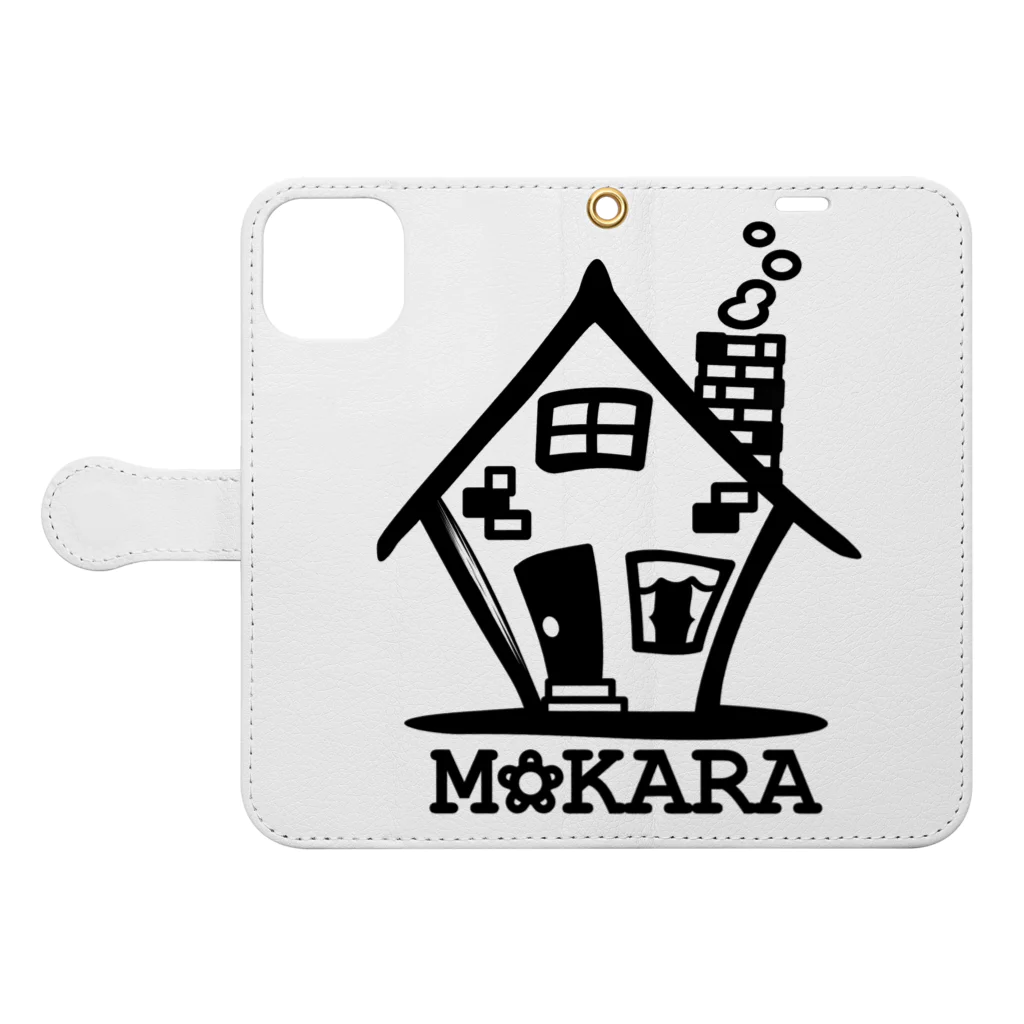 洋菓子店MokaraのMokara手帳型スマホケース 手帳型スマホケースを開いた場合(外側)