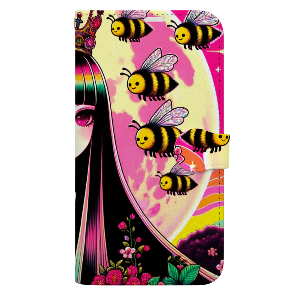 トトベス(T∴B∴M∴)🕊️の🐝ピンクムーンとミツバチと〈III女帝〉👸🏻 Book-Style Smartphone Case