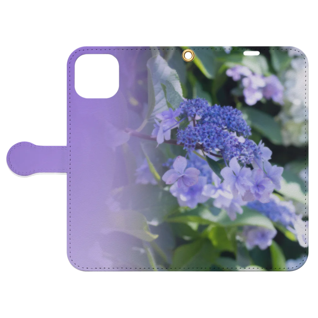 akane_art（茜音工房）の花フォト(アジサイ/紫） Book-Style Smartphone Case:Opened (outside)