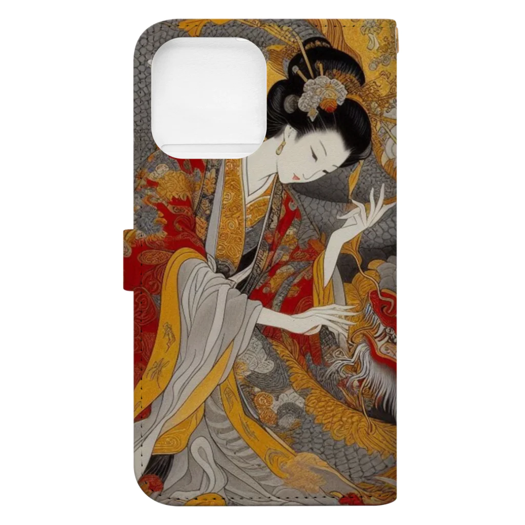 bycatの赤龍を従えた女神 Book-Style Smartphone Case :back