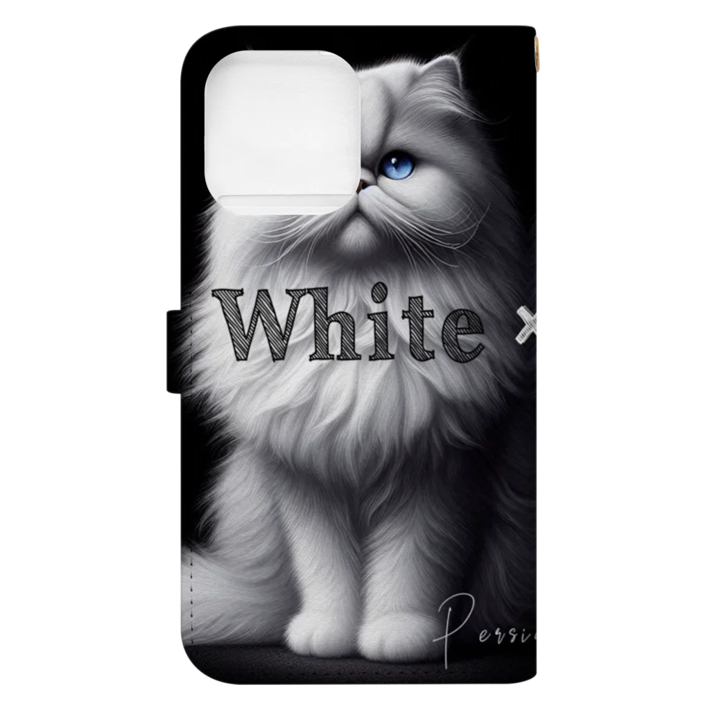 PALA's SHOP　cool、シュール、古風、和風、のPersian cat Book-Style Smartphone Case :back