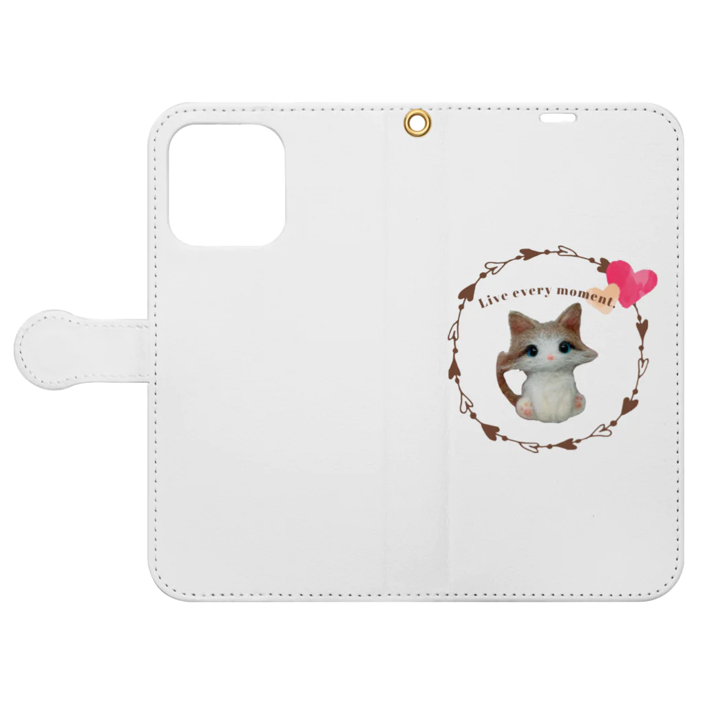 ʚ fuwari ɞのおすましパピ猫/ラグドール Book-Style Smartphone Case:Opened (outside)