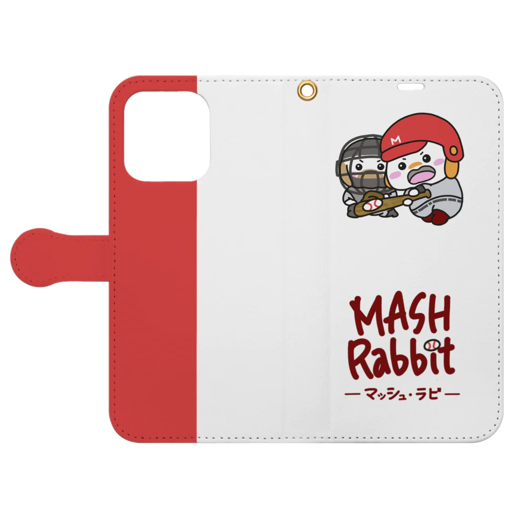 マッシュ・ラビのMASH・Rabbit 手帳型スマホケースを開いた場合(外側)