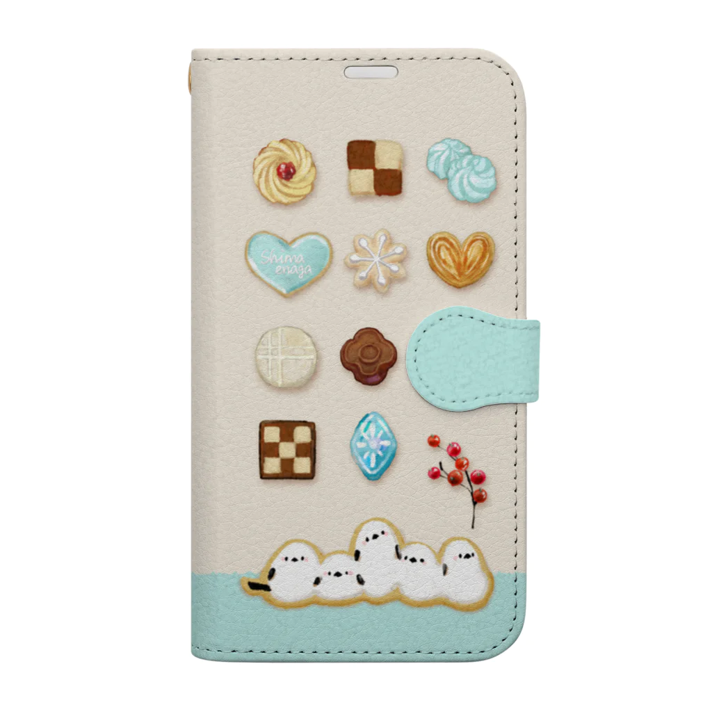 リト＊お菓子と鳥の小物店のシマエナガのクッキー・iPhone手帳型ケース Book-Style Smartphone Case