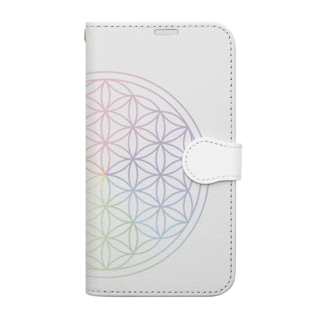 フラワーオブライフ（神聖幾何学）専門店のフラワーオブライフ（rainbow） Book-Style Smartphone Case
