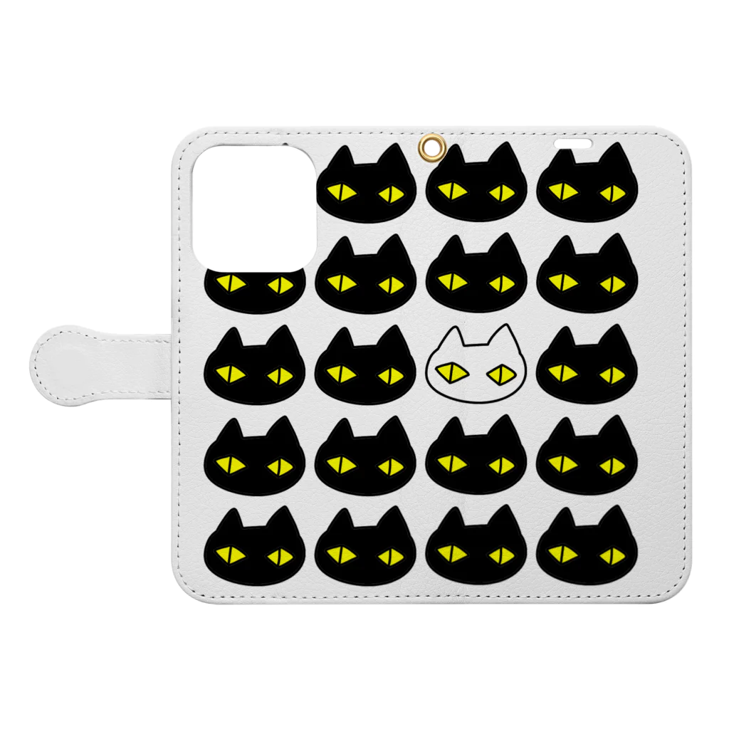 F2 Cat Design Shopの黒猫ボディーガード 001 Book-Style Smartphone Case:Opened (outside)