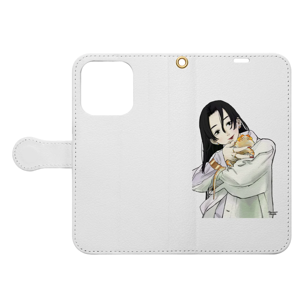 HermannStrasseのフトアゴと女の子 Book-Style Smartphone Case:Opened (outside)