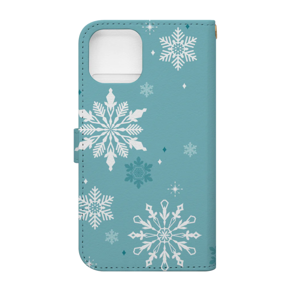 このはな素材屋のグッズ屋の雪の花06（ターコイズ） Book-Style Smartphone Case :back