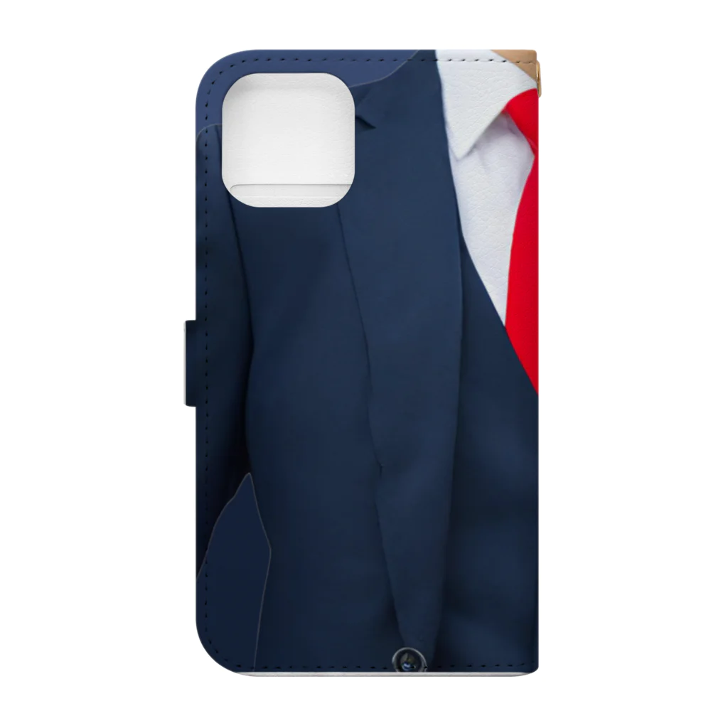 kazu_gの在宅ワーク用Ｔシャツ（紺スーツ） Book-Style Smartphone Case :back