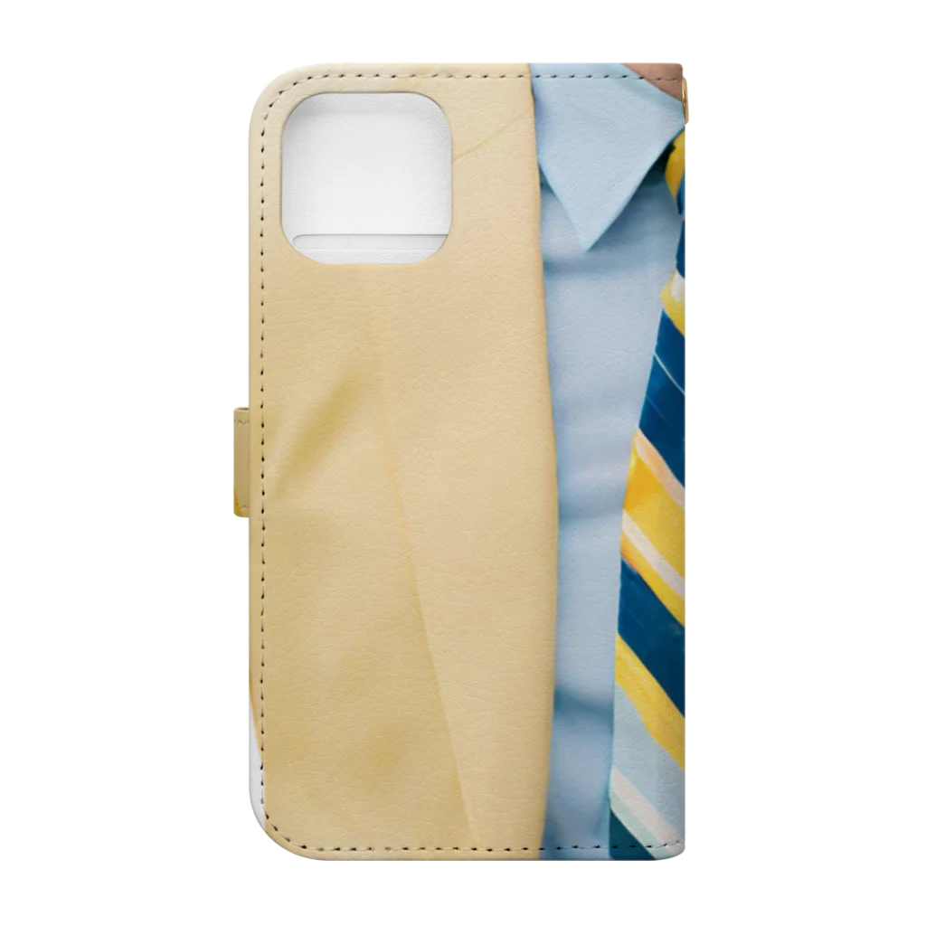 kazu_gの在宅ワーク用Ｔシャツ（イエロースーツ） Book-Style Smartphone Case :back