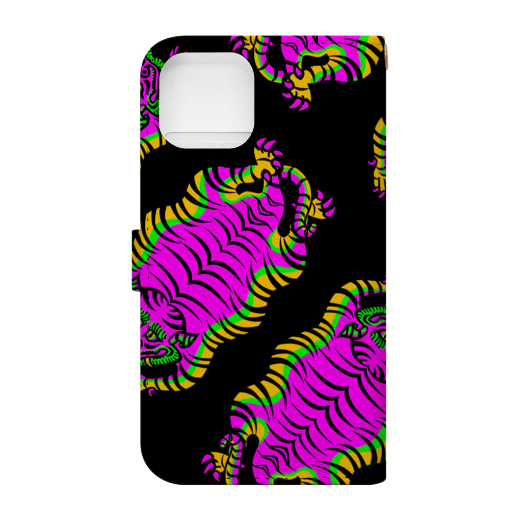 中華呪術堂（チャイナマジックホール）のPsychedelic Tigers Book-Style Smartphone Case :back