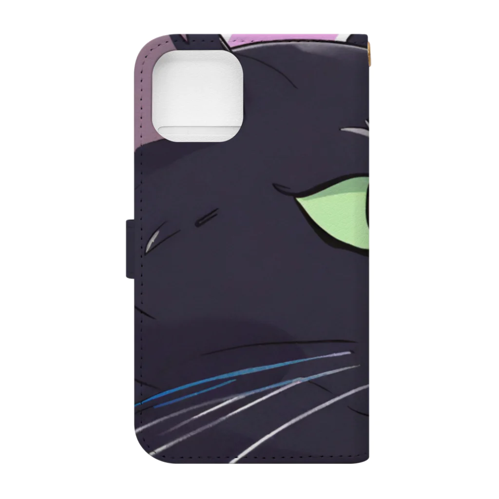 73GTCのかっこいい黒猫3 Book-Style Smartphone Case :back