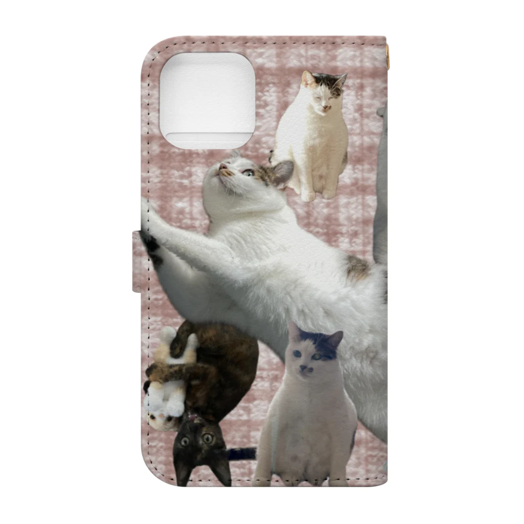 ももんがもんのねこねこねこねこねこめすねこ 手帳型スマホケースの裏面