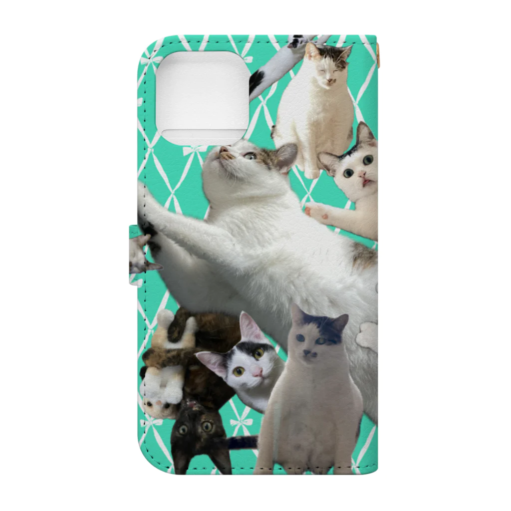 ももんがもんの猫まみれ Book-Style Smartphone Case :back