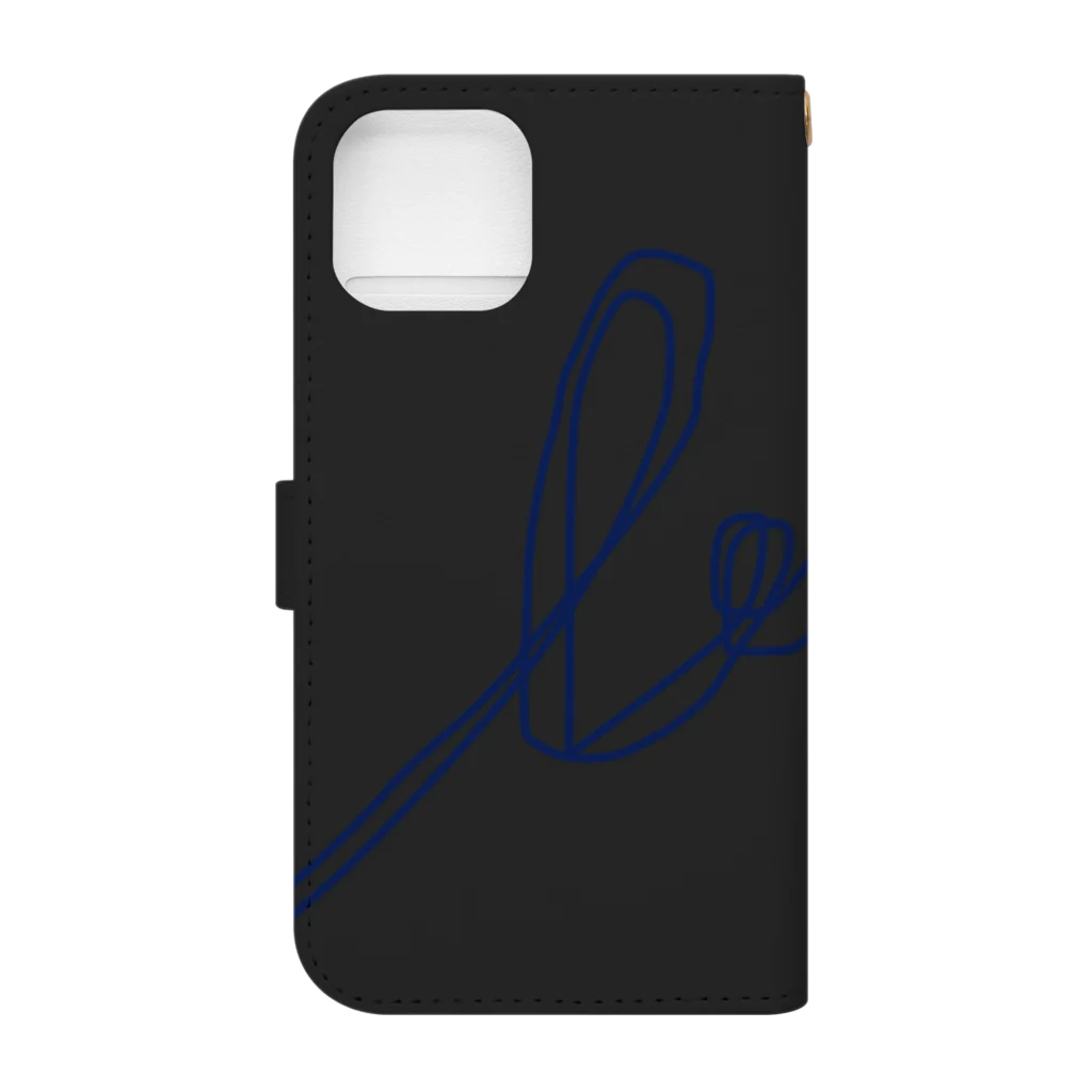 rilybiiのBlue LogoArt × Charcoal 手帳型スマホケースの裏面