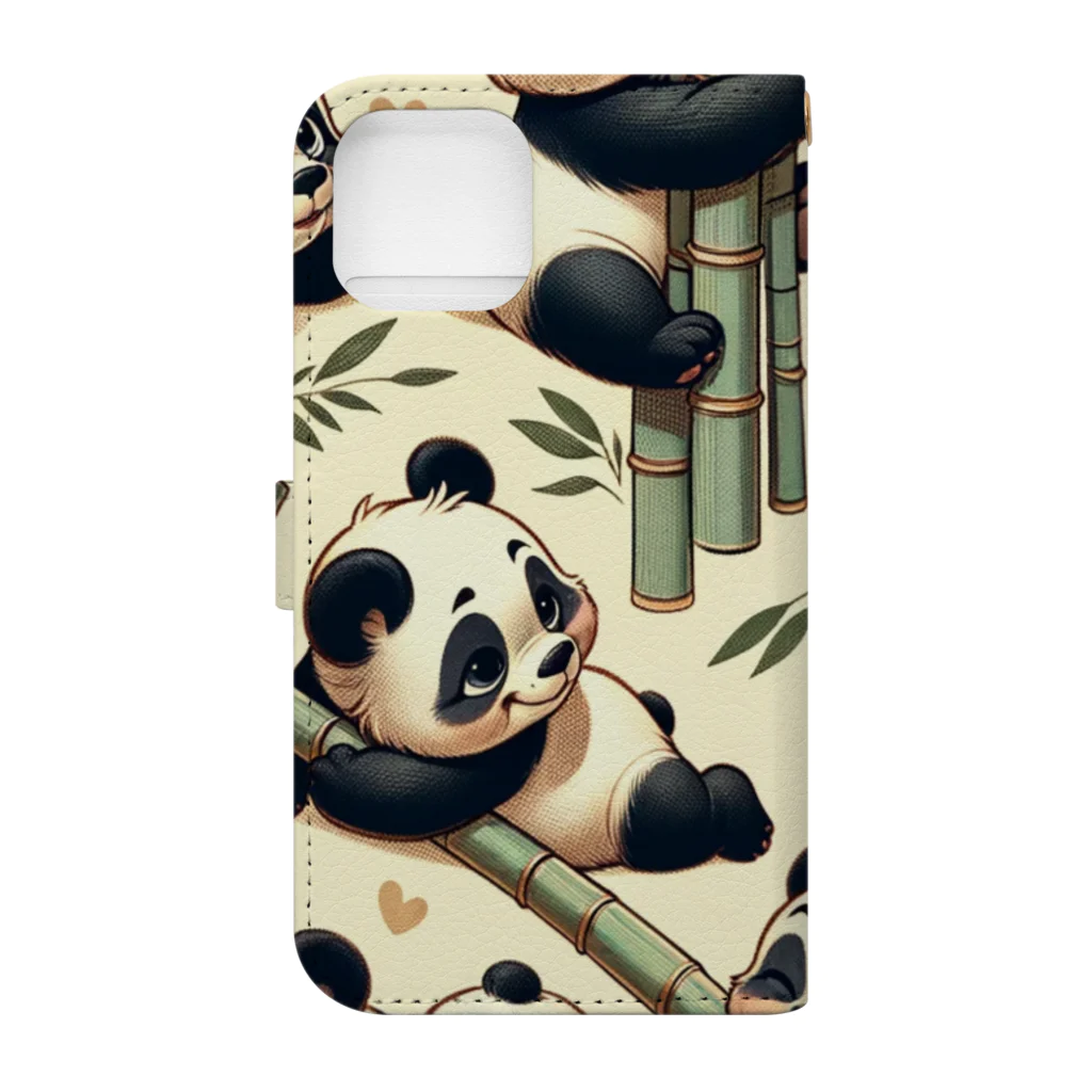 SAI.AI【ビンテージアニマル】のpandas【ビンテージアニマル】 Book-Style Smartphone Case :back